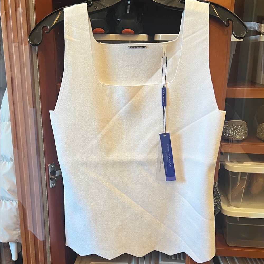 Tahari ASL White Square Neck Sleeveless Camisole